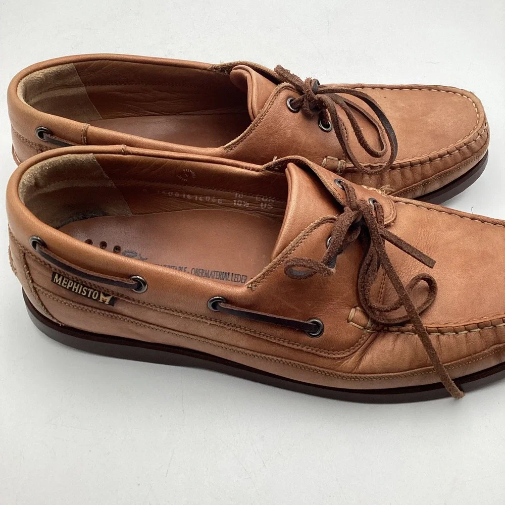 Mephisto Spinnaker Mens Tan Leather Boat Shoes‎ Deck Shoes Size 10.5 US 10 EUR